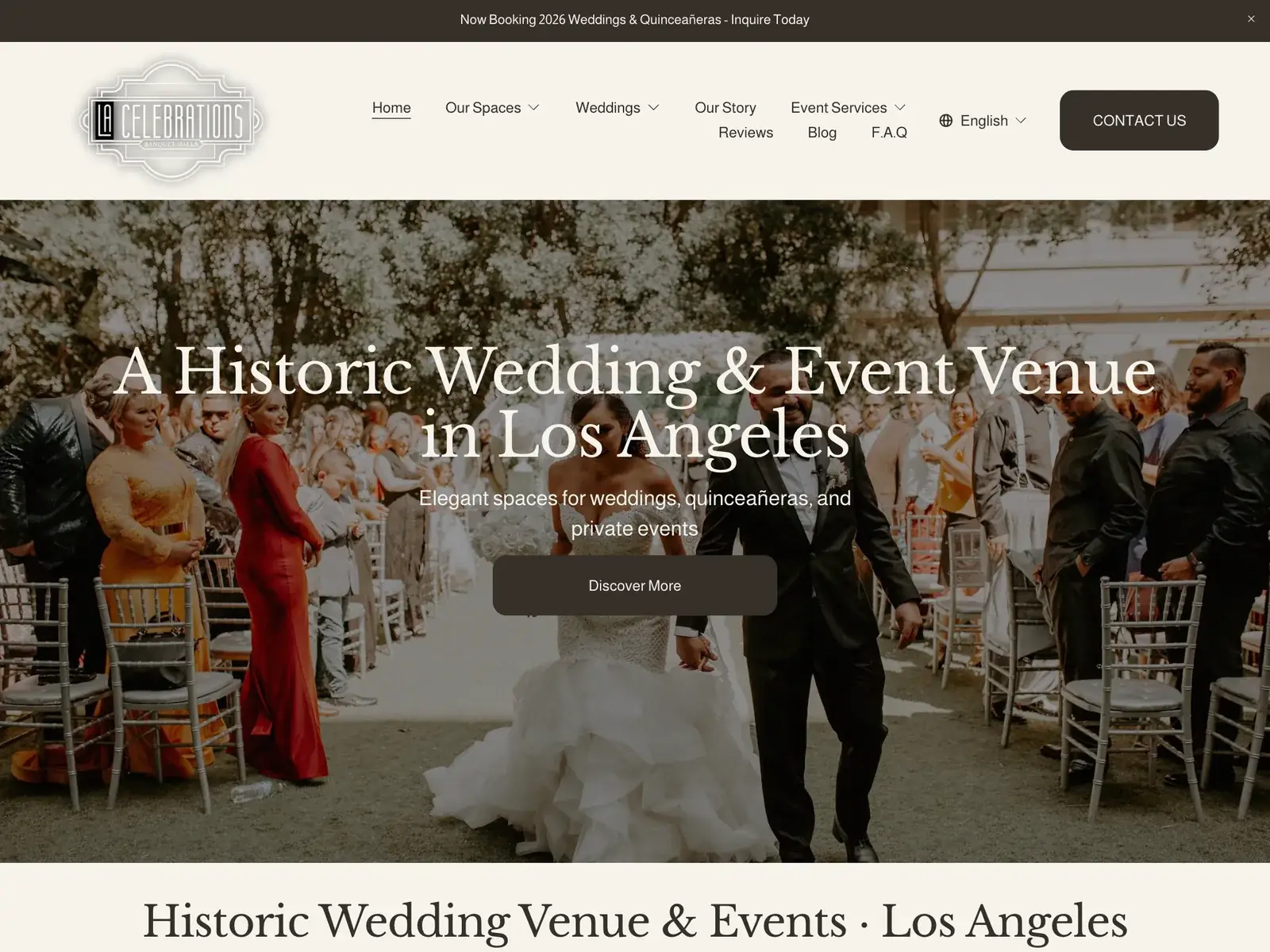 LA Celebrations Banquet Halls website homepage