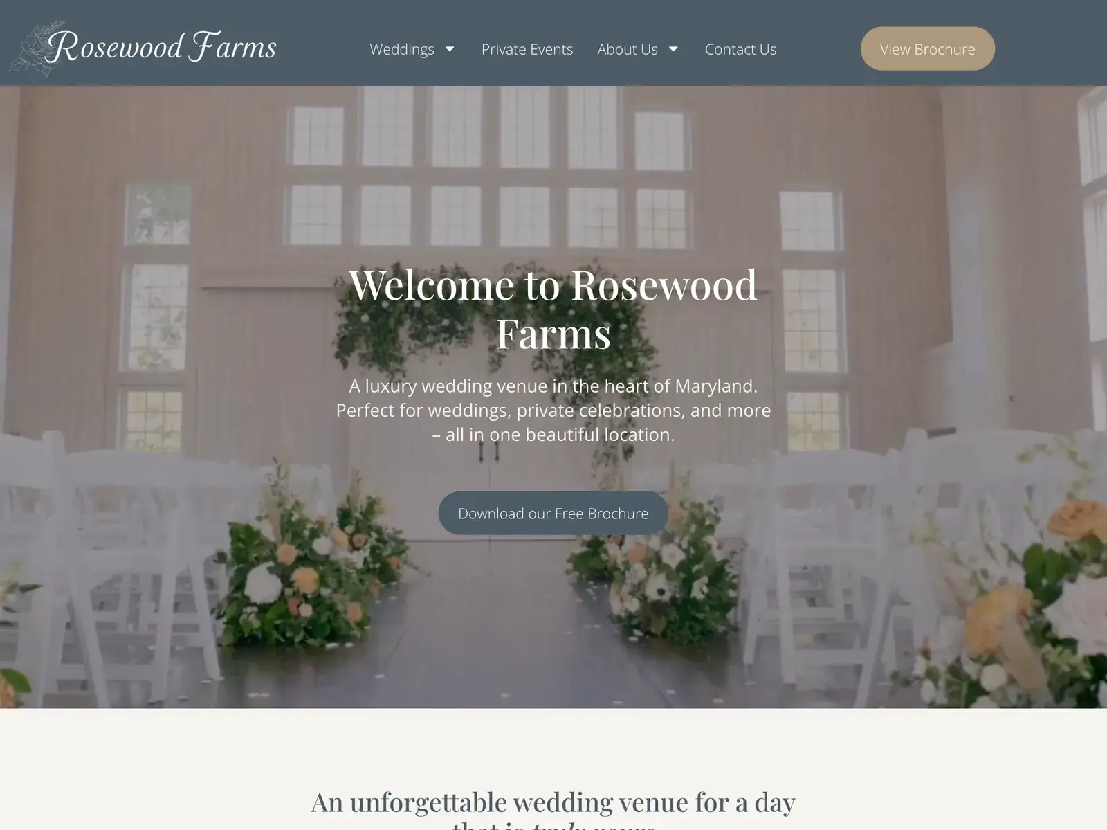 Rosewood Farms website homepage